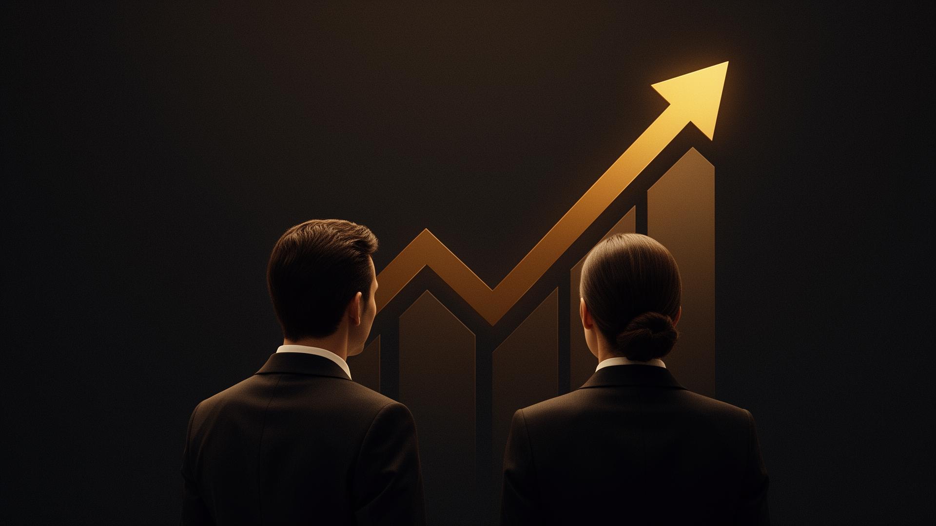 Business owners reviewing a growth dashboard